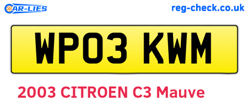 WP03KWM are the vehicle registration plates.
