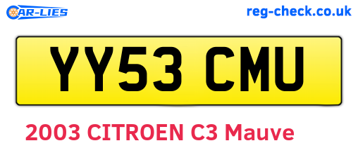YY53CMU are the vehicle registration plates.