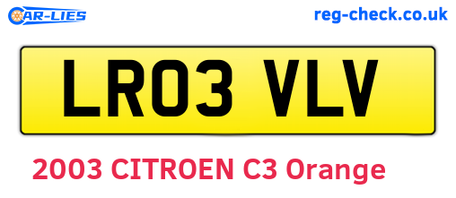 LR03VLV are the vehicle registration plates.