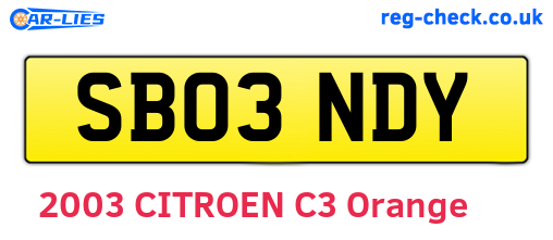 SB03NDY are the vehicle registration plates.