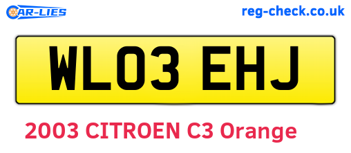 WL03EHJ are the vehicle registration plates.