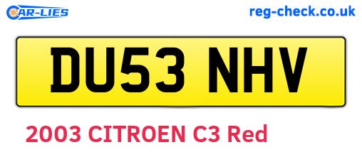 DU53NHV are the vehicle registration plates.
