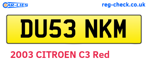 DU53NKM are the vehicle registration plates.
