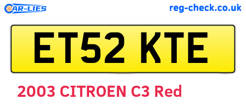 ET52KTE are the vehicle registration plates.