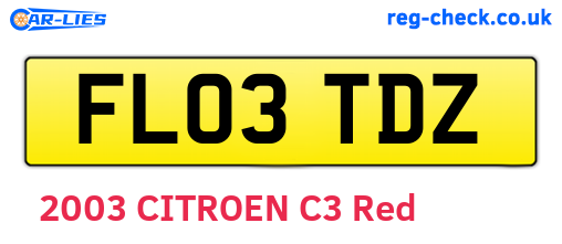 FL03TDZ are the vehicle registration plates.