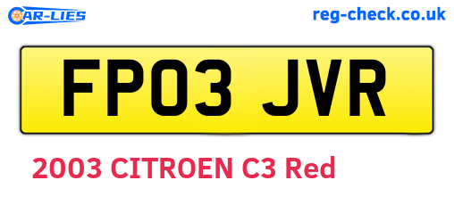 FP03JVR are the vehicle registration plates.
