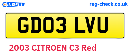 GD03LVU are the vehicle registration plates.