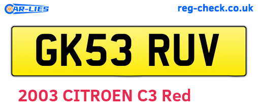 GK53RUV are the vehicle registration plates.