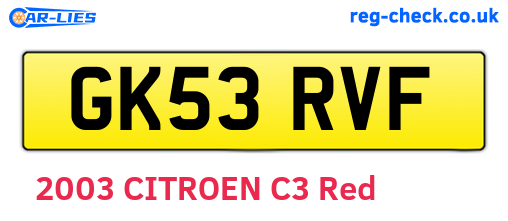 GK53RVF are the vehicle registration plates.