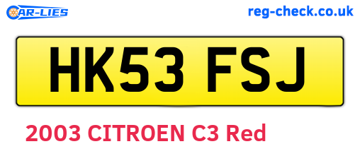 HK53FSJ are the vehicle registration plates.