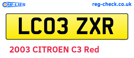 LC03ZXR are the vehicle registration plates.