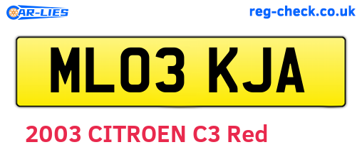 ML03KJA are the vehicle registration plates.