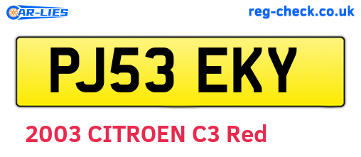 PJ53EKY are the vehicle registration plates.