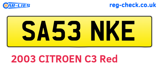 SA53NKE are the vehicle registration plates.