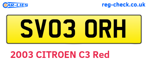SV03ORH are the vehicle registration plates.