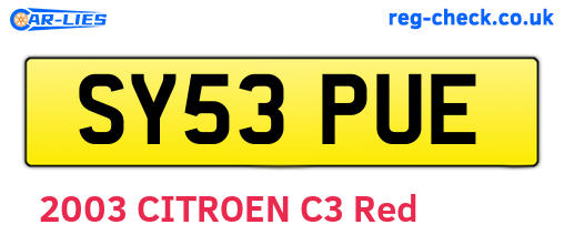 SY53PUE are the vehicle registration plates.