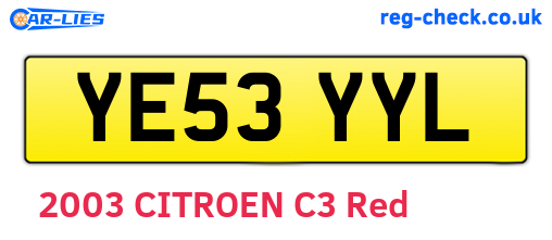 YE53YYL are the vehicle registration plates.