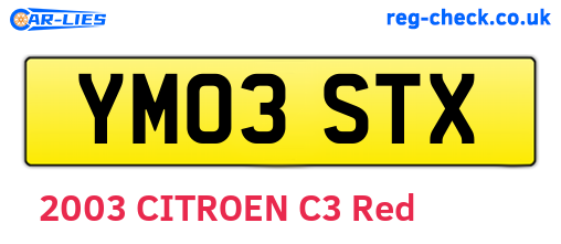 YM03STX are the vehicle registration plates.