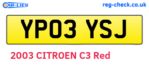 YP03YSJ are the vehicle registration plates.