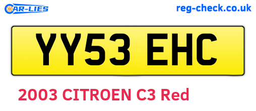 YY53EHC are the vehicle registration plates.