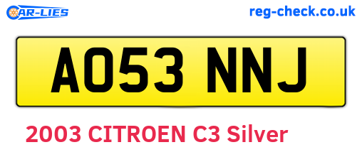 AO53NNJ are the vehicle registration plates.