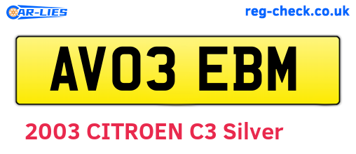 AV03EBM are the vehicle registration plates.