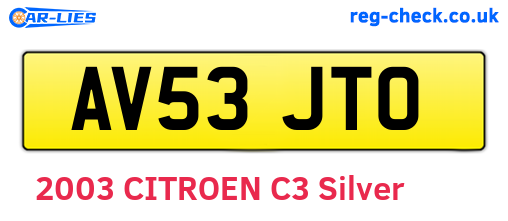 AV53JTO are the vehicle registration plates.