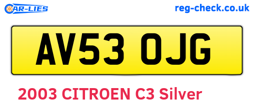 AV53OJG are the vehicle registration plates.