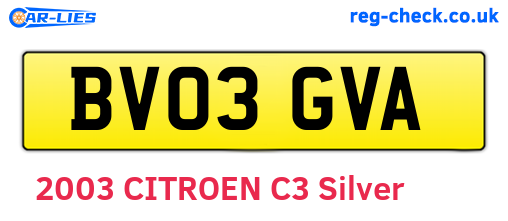 BV03GVA are the vehicle registration plates.