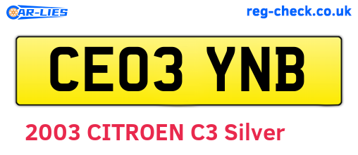 CE03YNB are the vehicle registration plates.