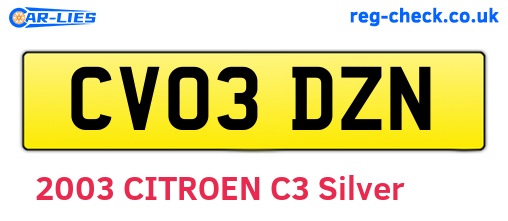 CV03DZN are the vehicle registration plates.