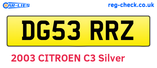 DG53RRZ are the vehicle registration plates.