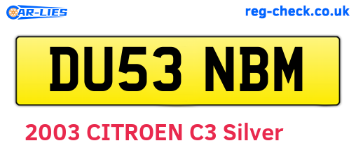DU53NBM are the vehicle registration plates.
