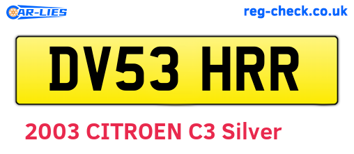 DV53HRR are the vehicle registration plates.