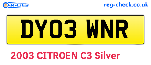 DY03WNR are the vehicle registration plates.