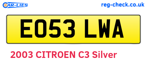 EO53LWA are the vehicle registration plates.