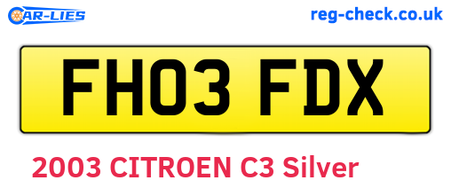 FH03FDX are the vehicle registration plates.