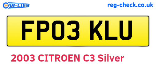 FP03KLU are the vehicle registration plates.