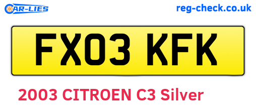 FX03KFK are the vehicle registration plates.