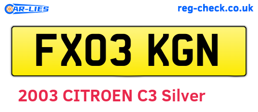 FX03KGN are the vehicle registration plates.