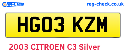 HG03KZM are the vehicle registration plates.