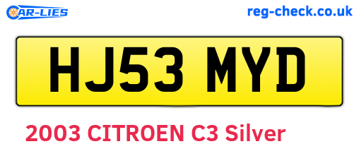 HJ53MYD are the vehicle registration plates.