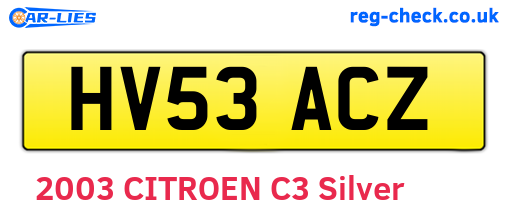 HV53ACZ are the vehicle registration plates.