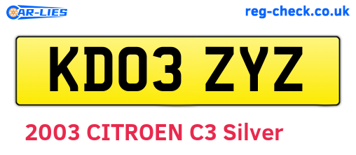 KD03ZYZ are the vehicle registration plates.