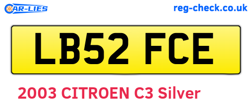 LB52FCE are the vehicle registration plates.
