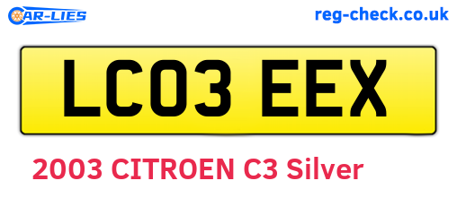 LC03EEX are the vehicle registration plates.