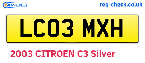 LC03MXH are the vehicle registration plates.
