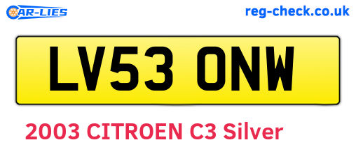 LV53ONW are the vehicle registration plates.