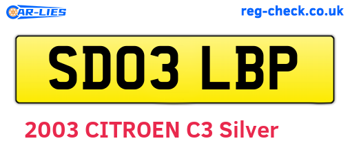 SD03LBP are the vehicle registration plates.