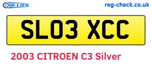 SL03XCC are the vehicle registration plates.